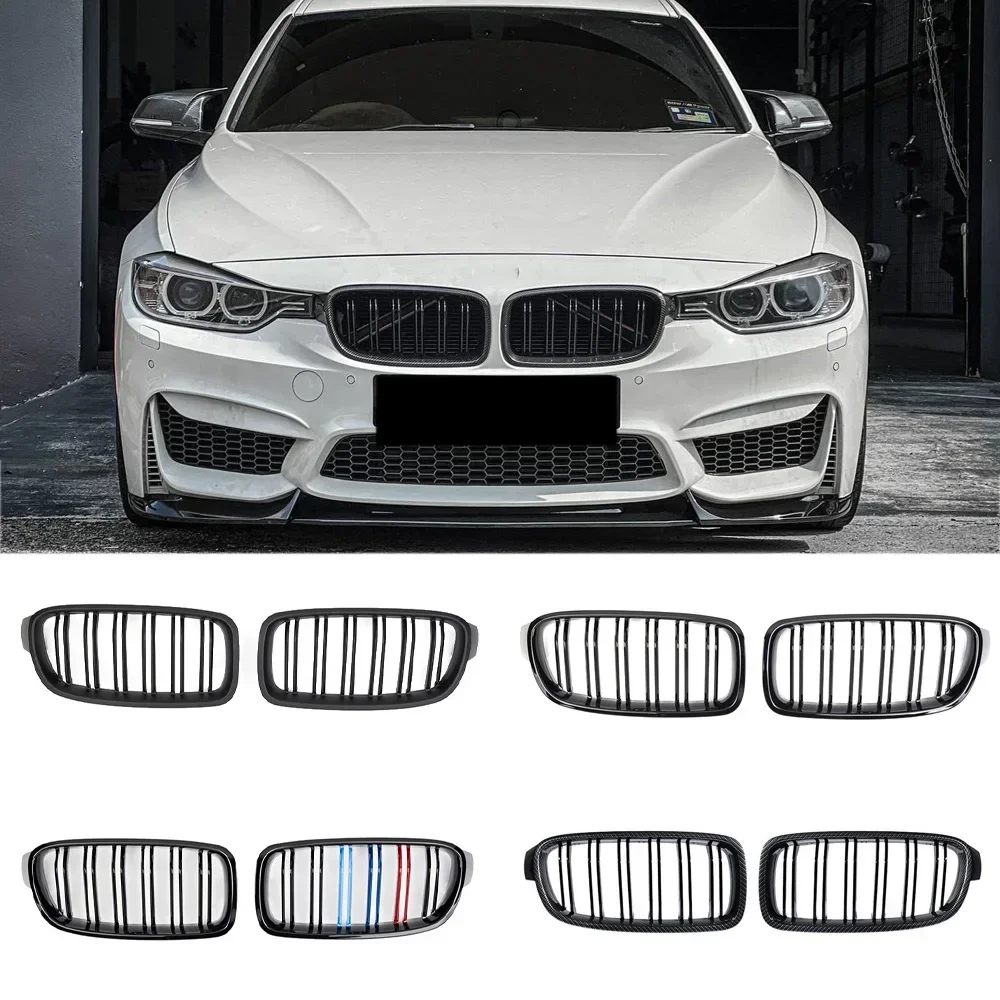 Gloss Black Dual Slat Matte Black Kidney Bumper Grille For BMW 3-Series F30/F31/F35 2012-2019 F30 320i 328i 335i