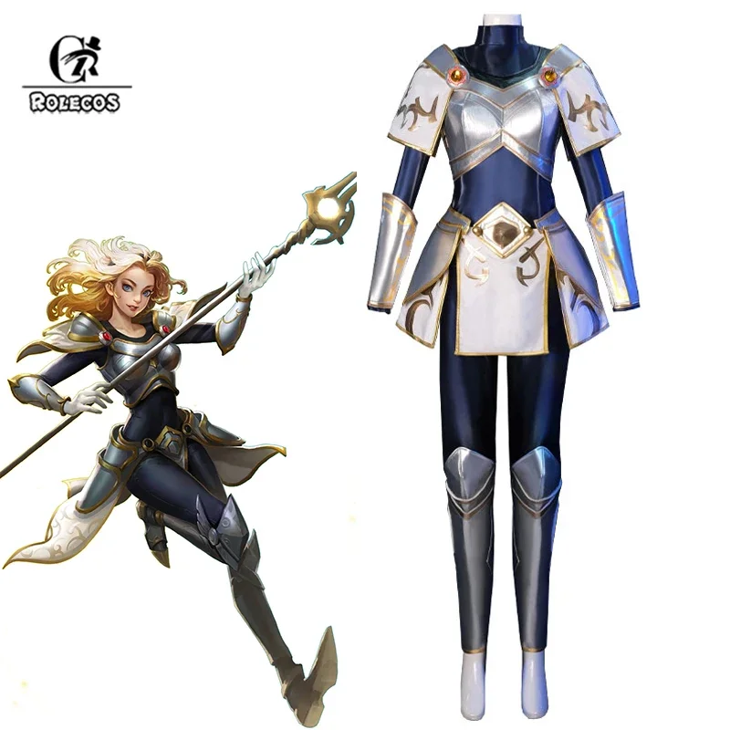 Cosplayrolecos a senhora da luminosidade lux cosplay traje luxanna coroa guarda halloween lux traje feminino uniforme conjunto completo outfi
