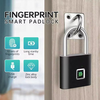 Smart Fingerprint Padlock Keyless Waterproof Zinc Alloy Biometric Padlocks USB Charging Fingerprint Lock Anti-theft Door Lock