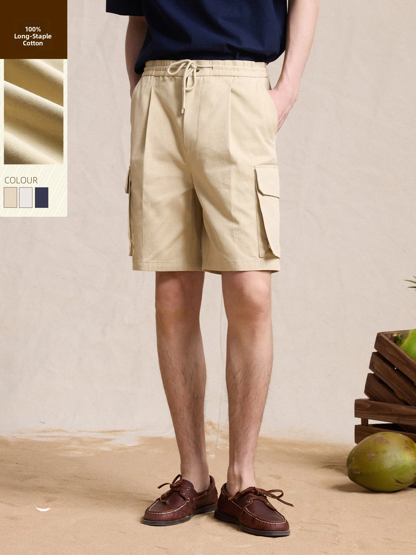 CULTUM American Style Workwear Shorts Men's High Sensation Cool Summer Five-Quarter Cotton 100 Velboa Shorts City Walk Beach ...