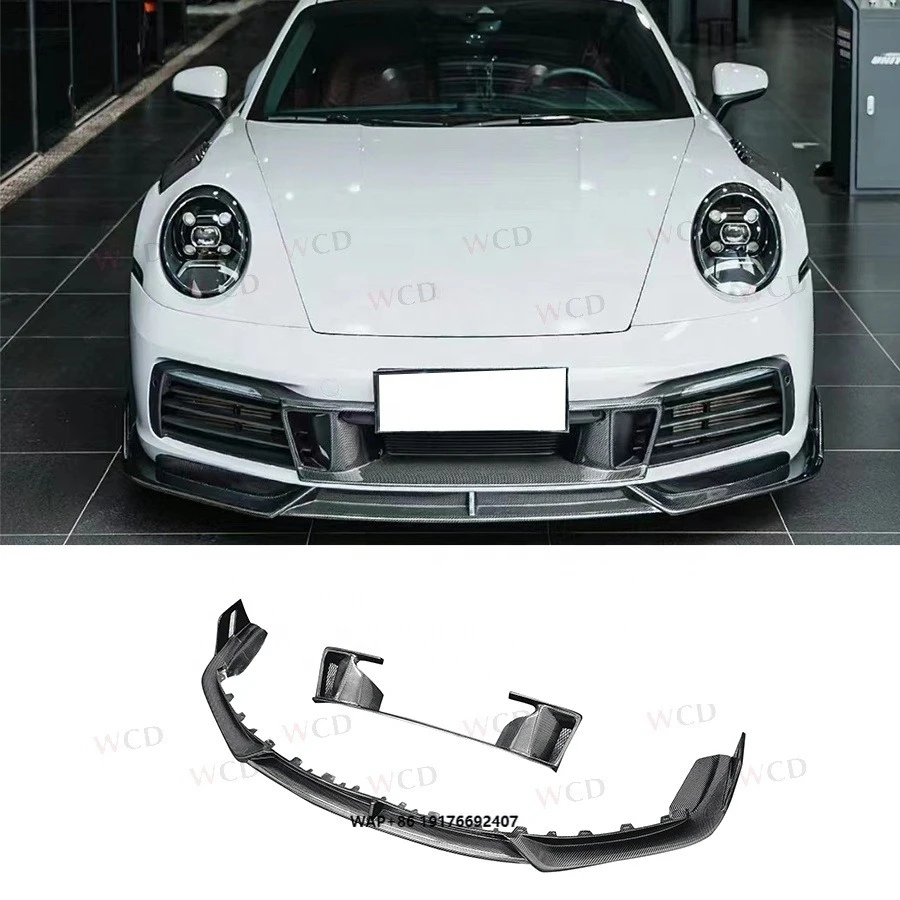 

High Quality Carbon Fiber Front Bumper Lip forPorsche 911 992 2019+ Upgrade Front Lip Splitter Front Air Vent Car Accessories