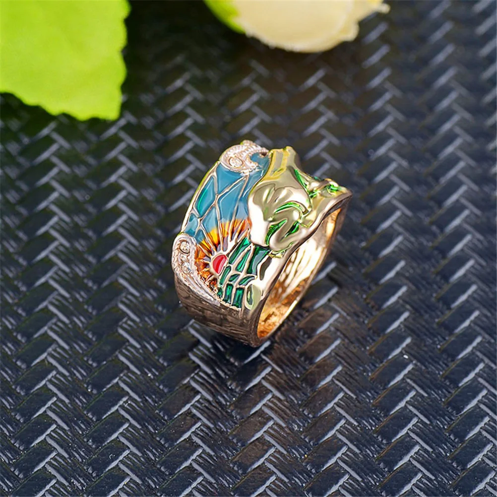 Bague grenouille dorée en résine époxy pour femmes, bijoux à la mode Chic, Design d'étang de Lotus, bague créative, cadeau d'anniversaire et de mariage