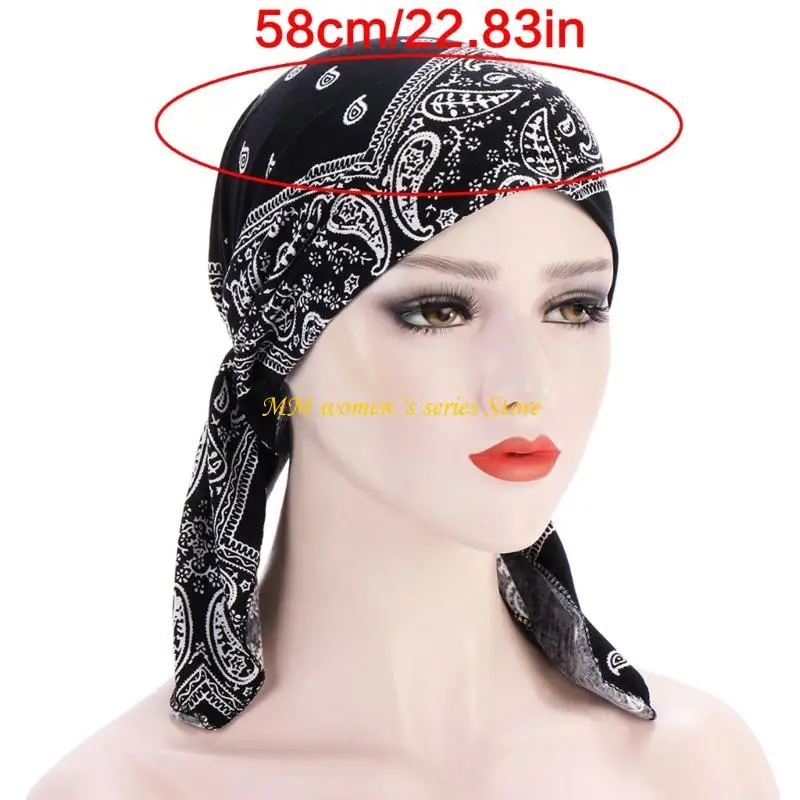 Q39C Turbante elastico avvolgente per testa floreale multiuso per il copricapo africano elegante avvolgente per testa