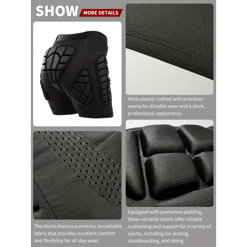 شورت مبطن ثلاثي الأبعاد قابل للتنفس من VEPAUS لهوكي الجليد والتزلج على الجليد والجمباز والتزلج على الجليد - ماص للرطوبة، مرن، عالي S #6