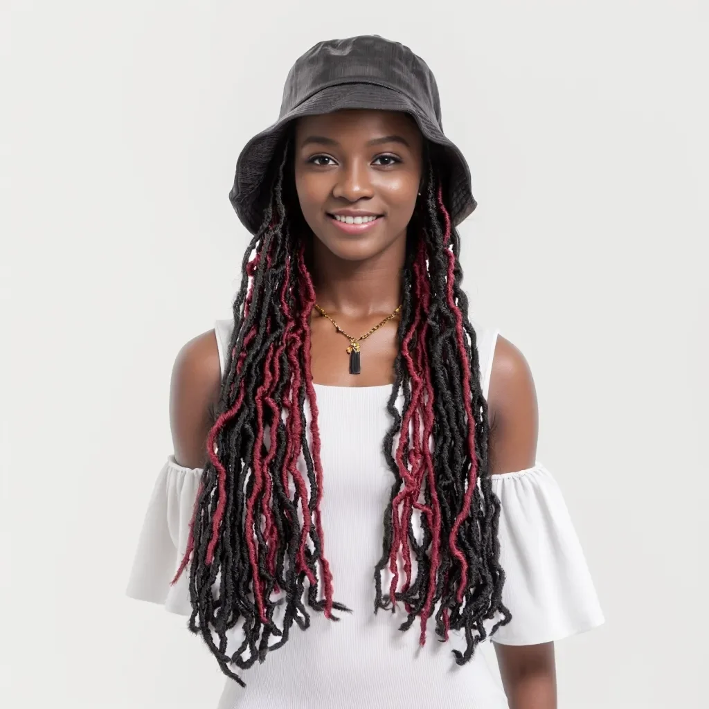 WIGERA-Extensions Capillaires Synthétiques Ombrées, Noires, Bordeaux, Douces, Faux Locs, à la Mode, Bonnet E27, Offre Spéciale