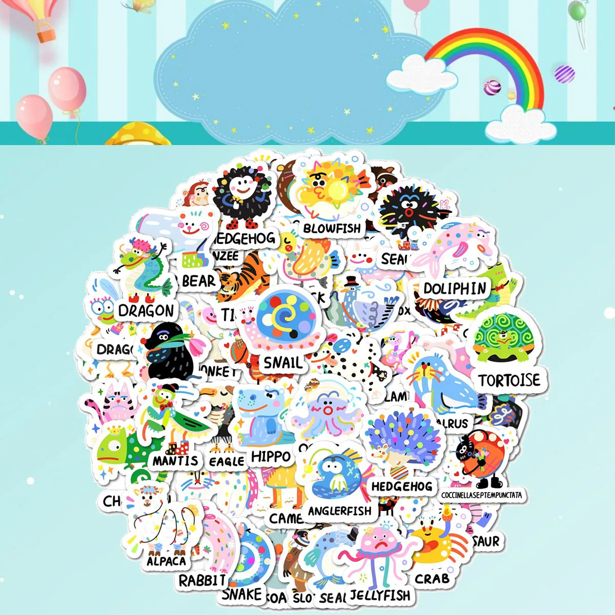 Cute Cartoon Animal Stickers Waterproof Vinyl Decals For Laptop Water Bottle Phone Case Kids DIY Decor