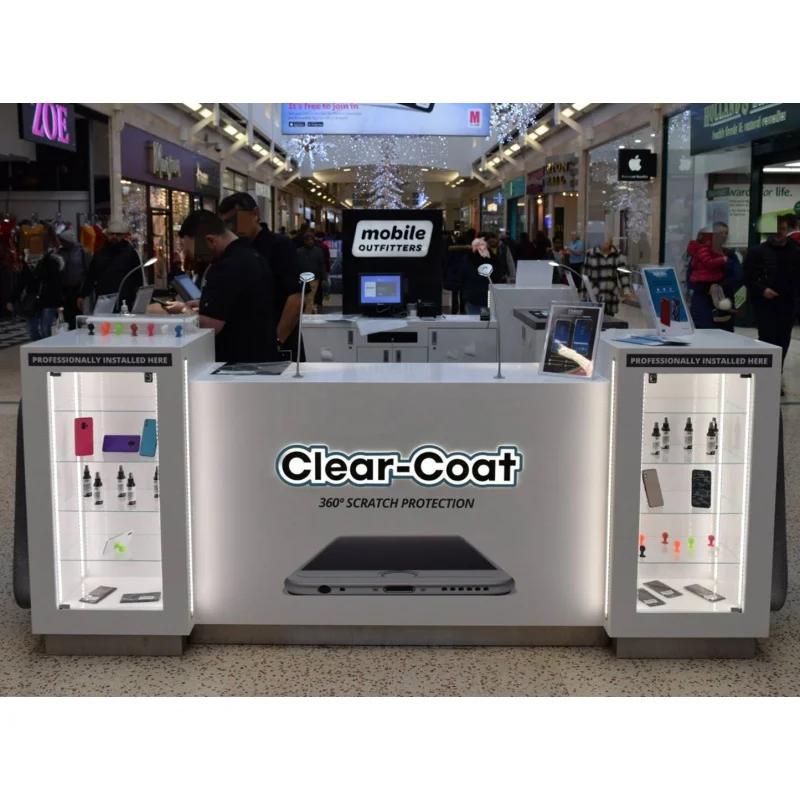 Custom high quality phone repair kiosk with light modern shopping mall mobile phone kiosk for sale