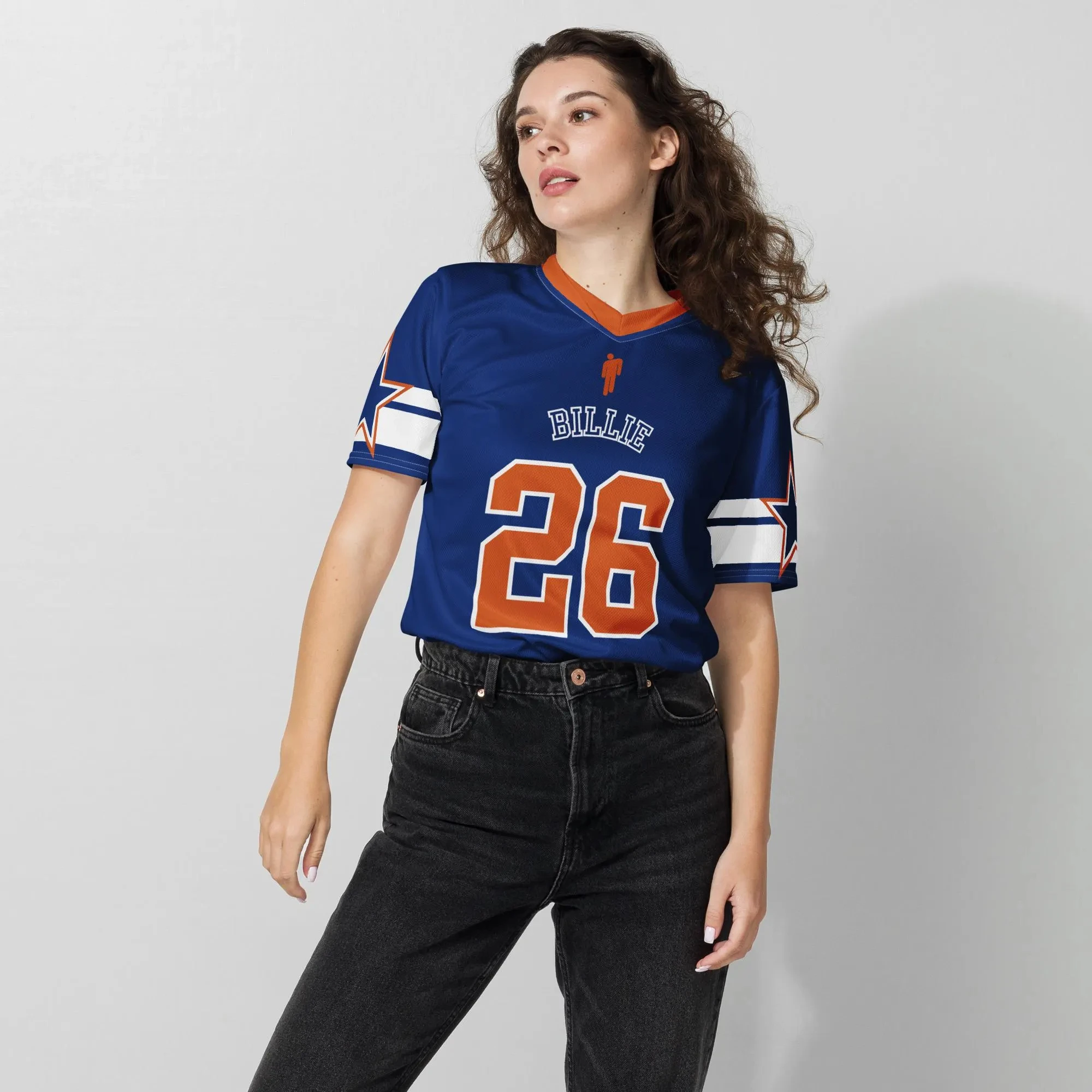 Billie Eilish Concert Clothing Trendy Sporty Style Summer Women's V-Neck Short-Sleeved Outdoor Sporty Quick-Dry Loose T-Shirt