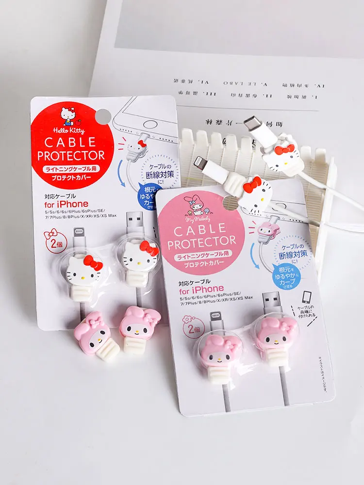 Kawaii Sanrio Bite Cable Protector My Melody Cinnamoroll Hello Kitty Cartoon Usb Cable Protector For Iphone Ipad Anti Fracture