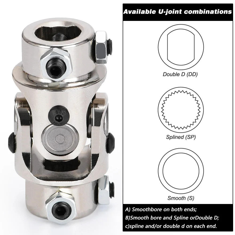3/4' DD X 3/4' DD Nickel Plating Single Steering Shaft Universal U Joint Coupler Mustang II Power Rack 83mm Car Accessories