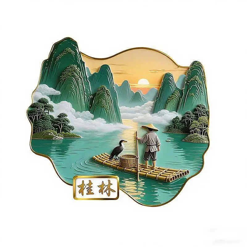Guilin, Guangxi metal relief magnetic refrigerator sticker city