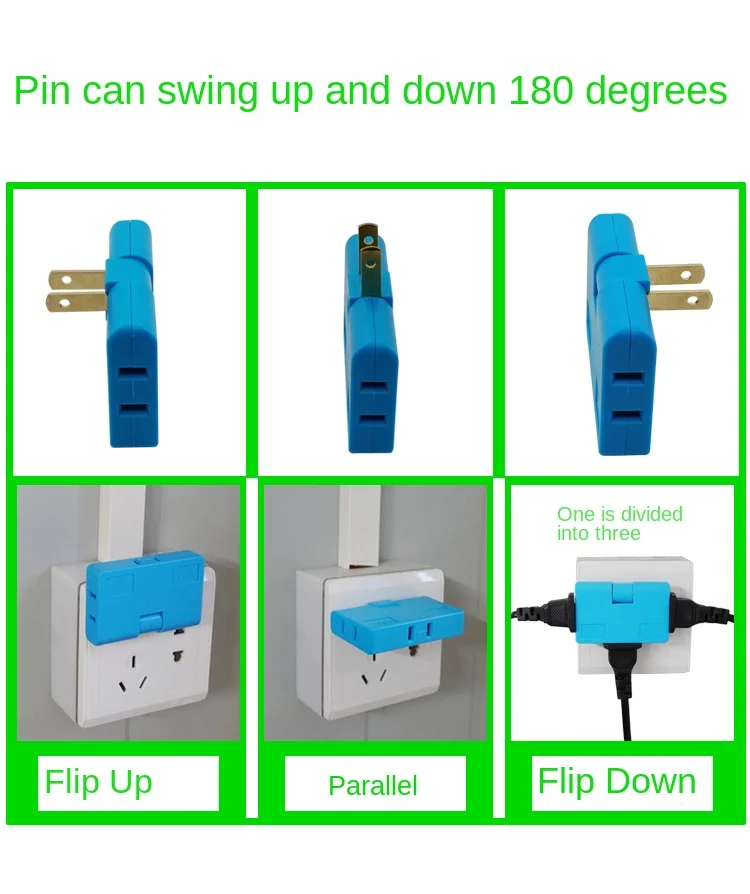 US 2Pin To EU Socket Converter Ultra-thin One Turn Two or Three Against The Wall Extension Power Converter Conversion Plug Eu