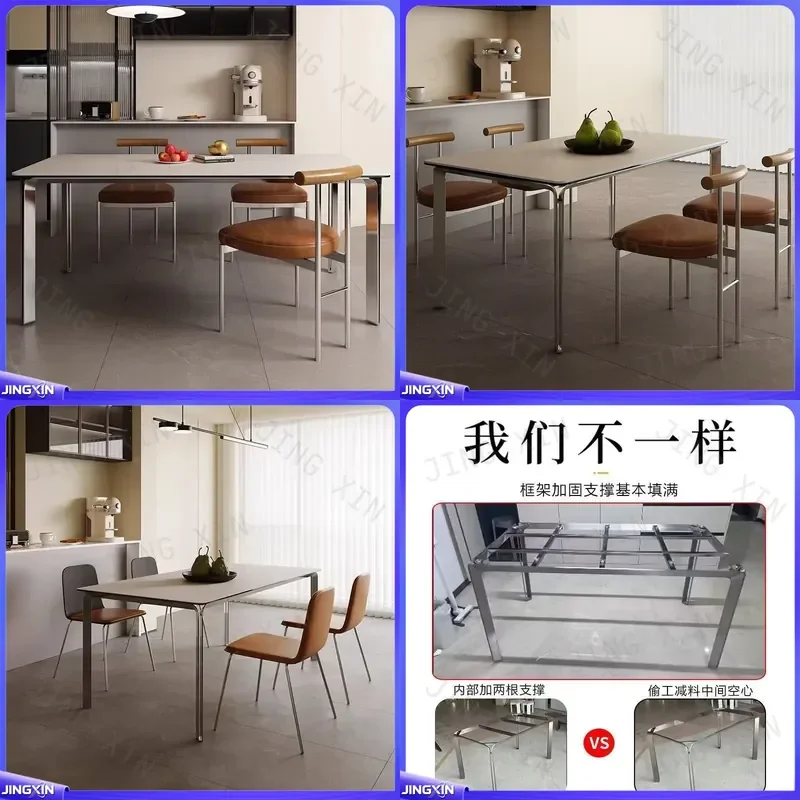 custom for Delifeng Italian minimalist modern simple light slate dining table small apartment household rectangular stainless