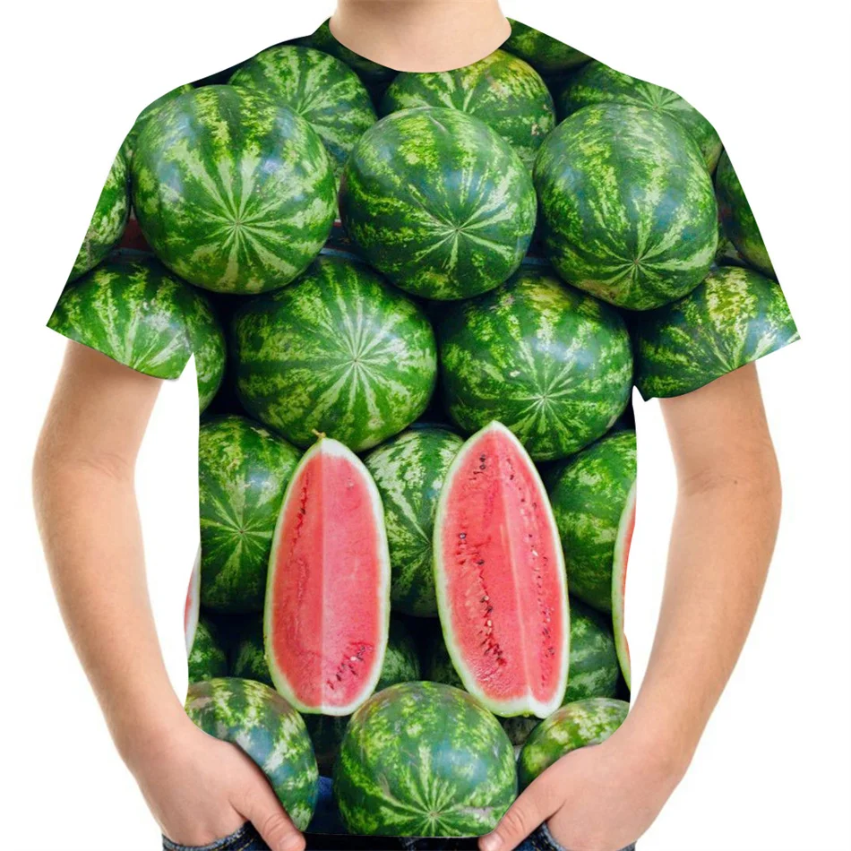 Joyonly 2022 Summer Children Green Fruit Watermelon Printing T Shirt Kids Clothes Boys T-Shirts Baby Girls Clothing Cool Tops