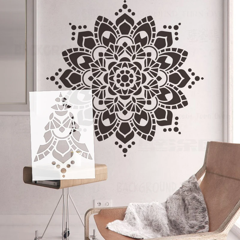 90cm - 130cm Stencil Wall For Painting Decorative Decors Putty Rollers Plaster Drawing Decor Huge Giant Mandala Round S234