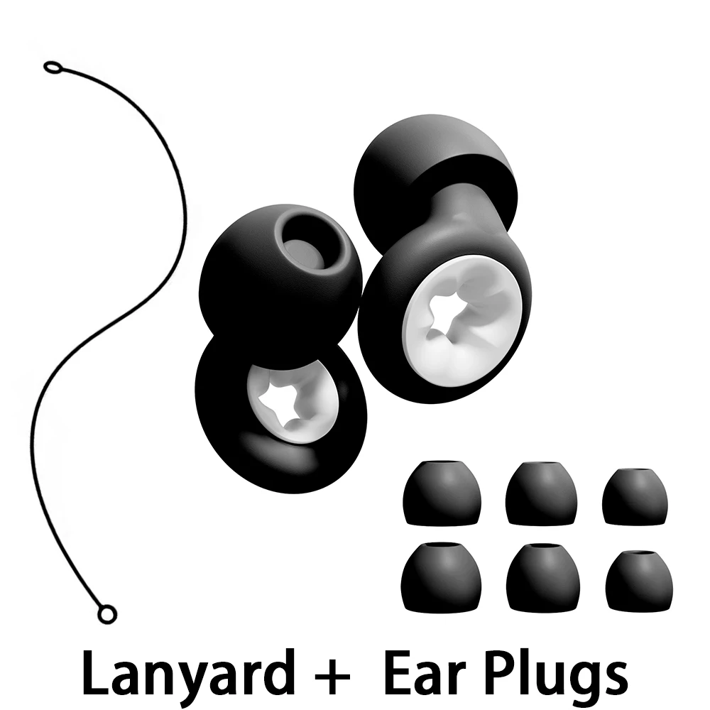 Waterproof Noise Cancelling Ear Plugs With Silicone Lanyard Reusable Quiet Sound Filtering for Musicians Motorcycles Sleeping