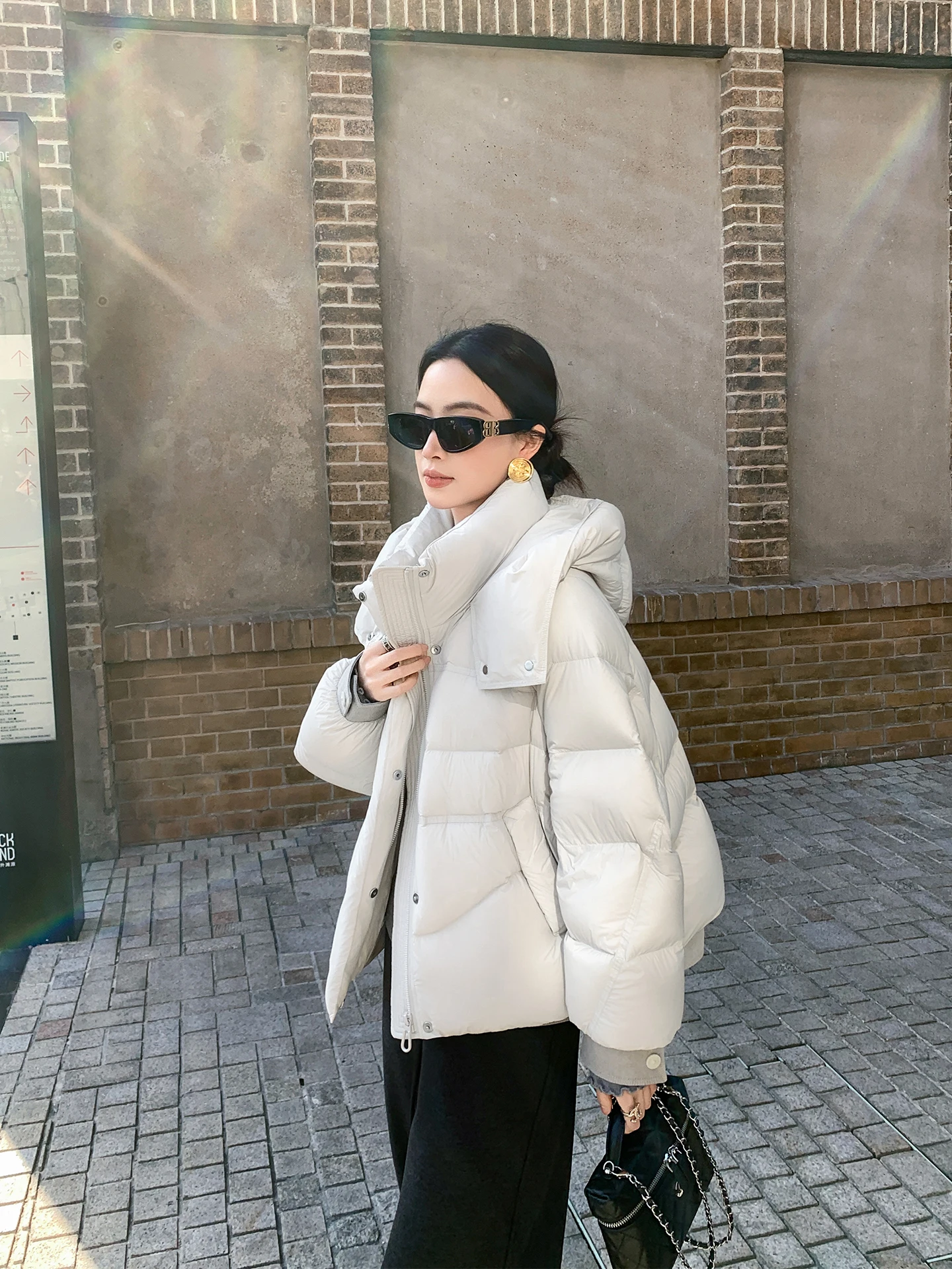 

Binguo White Hooded 90 White Du down ort Women's Jaet Winter New Sle High Quali Ele Outerwear Commute Sle Nylon