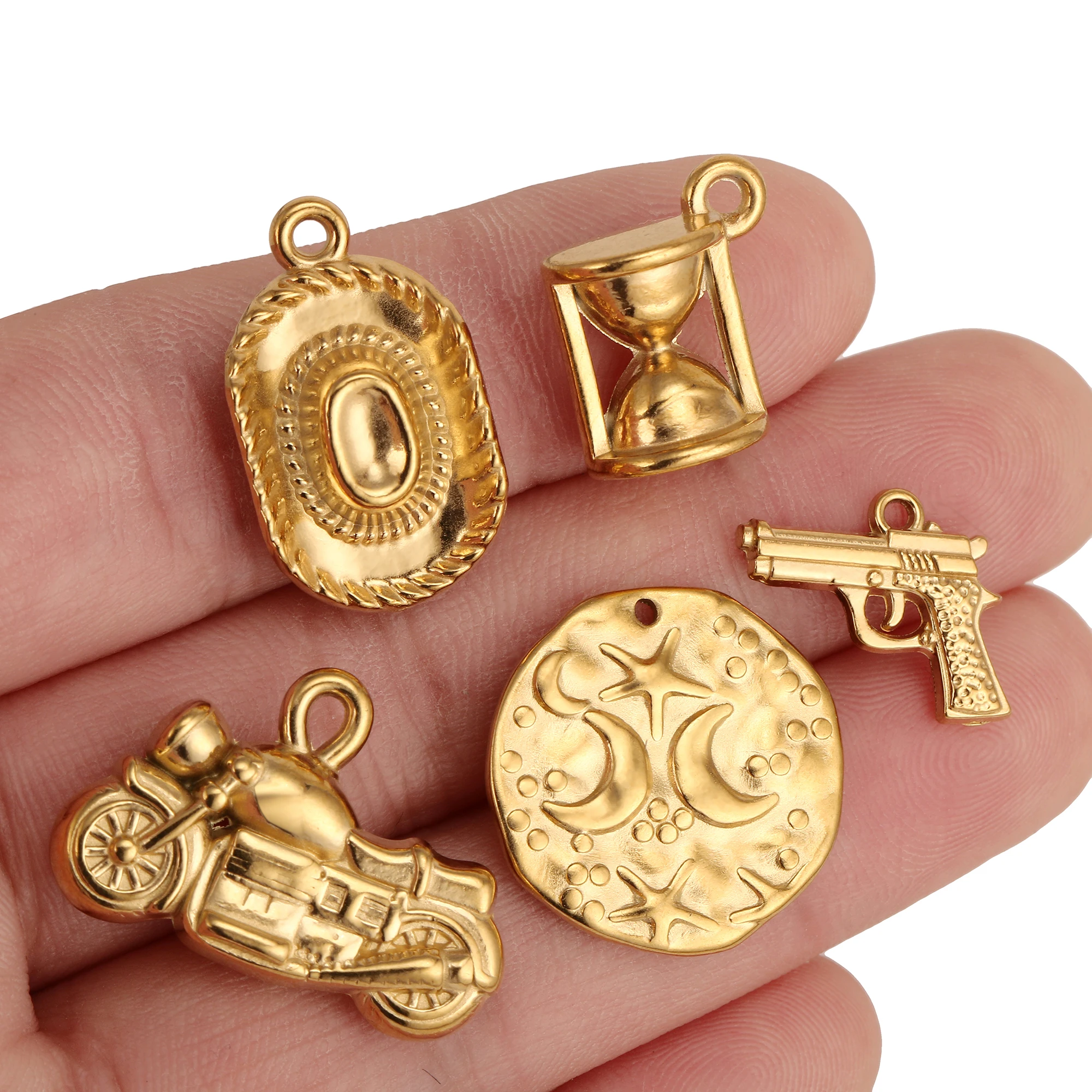 3Pcs Hat/Boxing Gloves/Boots/Tropical Cactus Charm Stainless Steel Hip-Hop Cowboy Pendants DIY Bracelet Necklace Jewelry Making