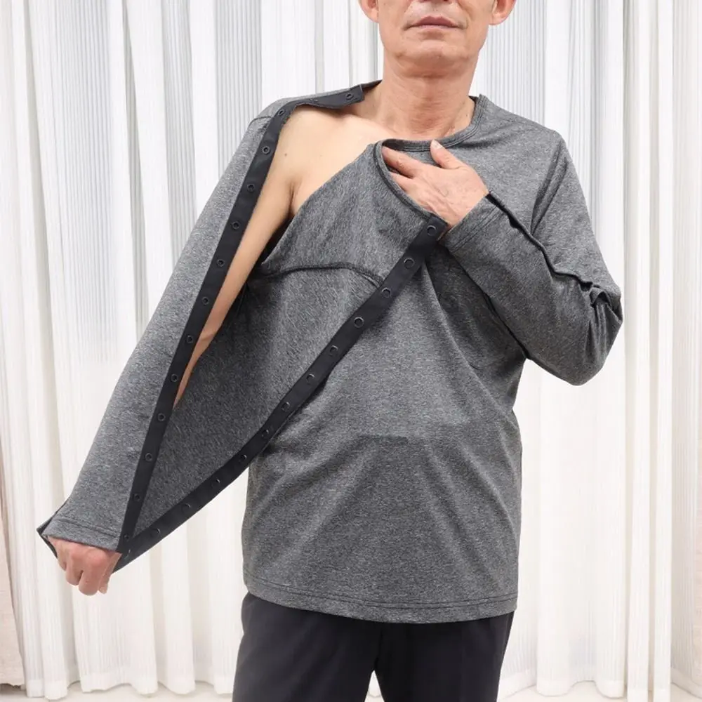 Convenient Bedridden Elderly Care Clothing Washable Skin-Friendly Buttoned Patient Gown Comfortable Wear Easy To Wear