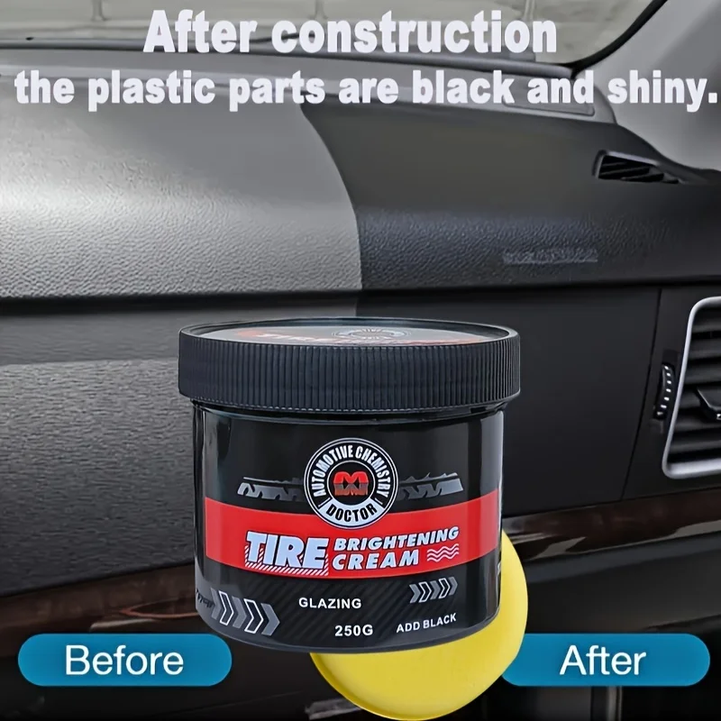 250g Car Tire GlossX 5-in-1: Tri-Shield (UV/Crack/Dust) + HydroFlash Tech, All-Weather Armor with Self-Cleaning Mirror Shine