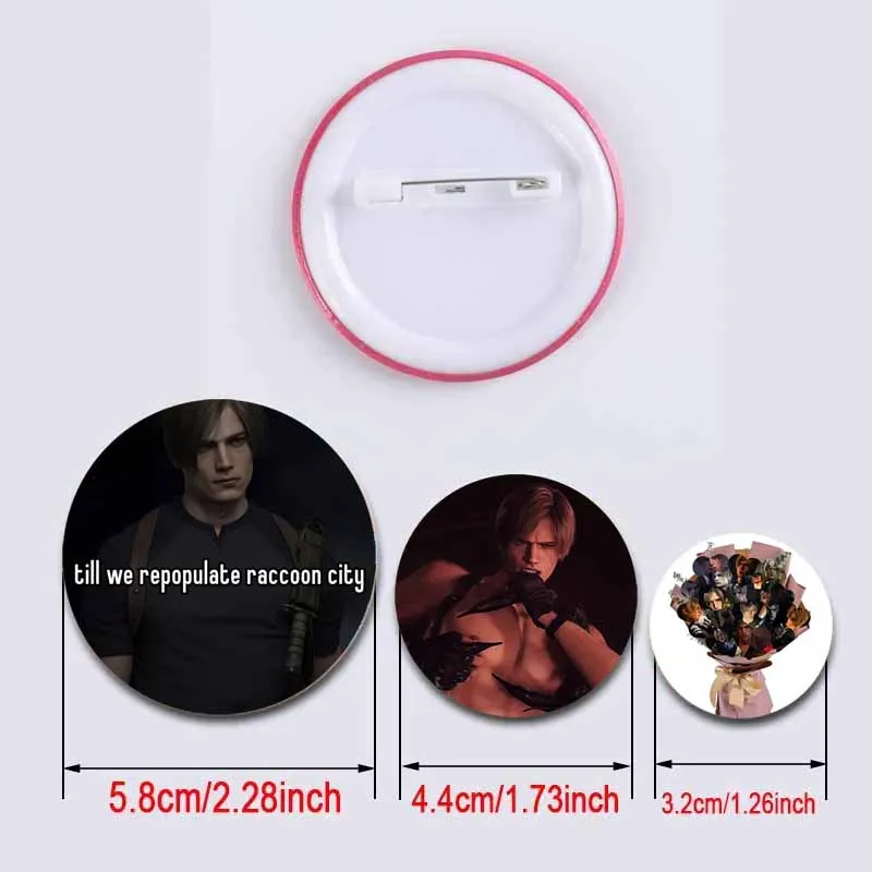 Hot Game Figure Leon Kennedy Brooches Anime Tinplate Round Badges Metal Enamel Pins Backpack Clothing Jewelry Accessories Gifts