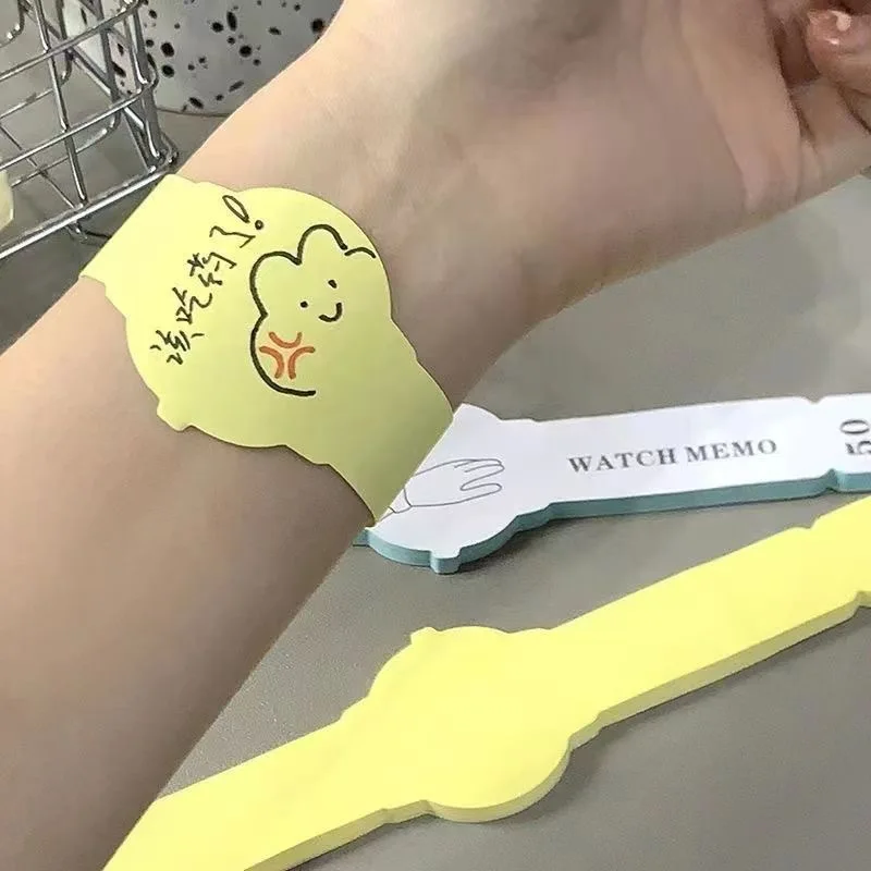 시계 디자인 메모패드 종이 노트 손목 밴드, 웨어러블 포켓 할 일 목록 손목 스트랩, 어린이 성인용 손목 노트 항상 알림