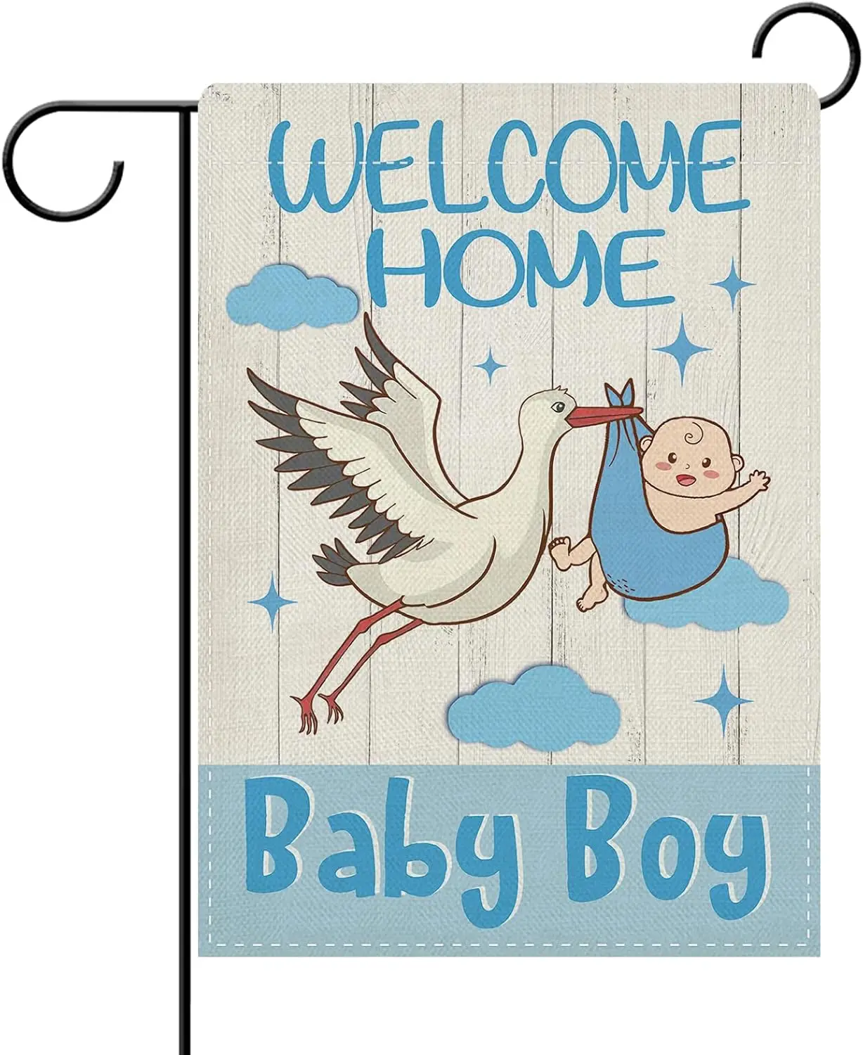 Dyrenson Gender Reveal Welcome Home Baby Boy Decorative Garden Flag, Baby Shower Newborn Stork Yard Outside Decoration Gifts AAS