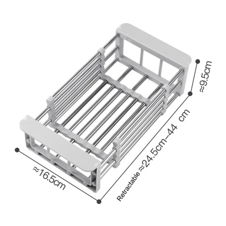 

Cheaper Price Home Kitchen Drainage Rack Stainless Steel Retractable Sink Shelf Flatware Storage Organizer