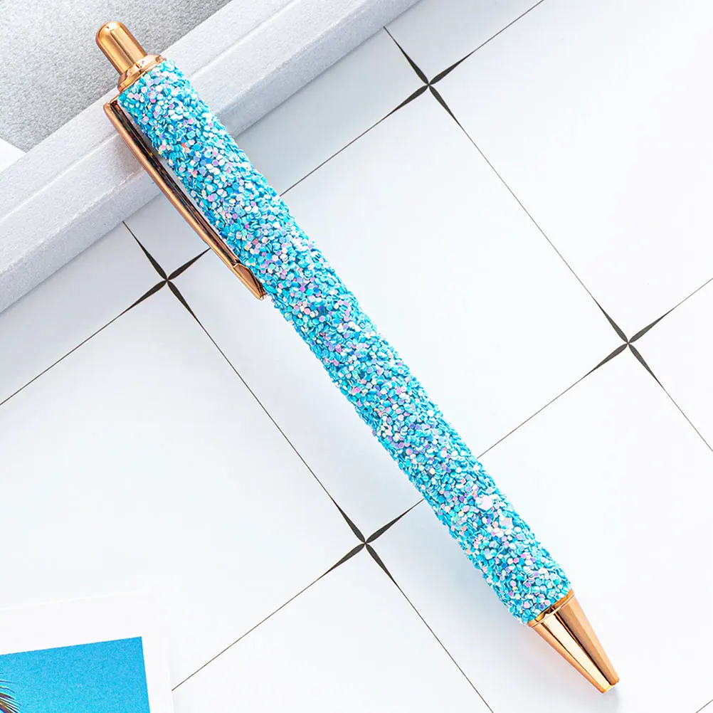 

7Pcs Ballpoint Pens Daily Use Writing Metal Sequins Portable School Office Lightweight Exam Bright Color Smooth Writing