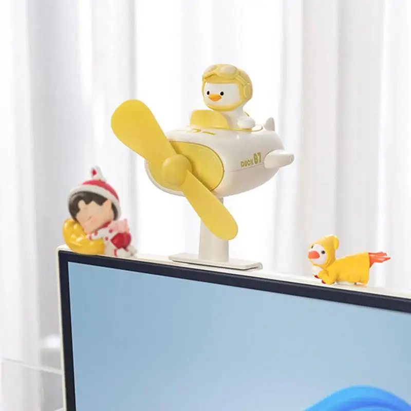 Personal Desk Fan Cute Duck Pilot Desktop Fan Portable Lightweight Cooling Device Multi-Angle Adjustment Cooler For Indoor