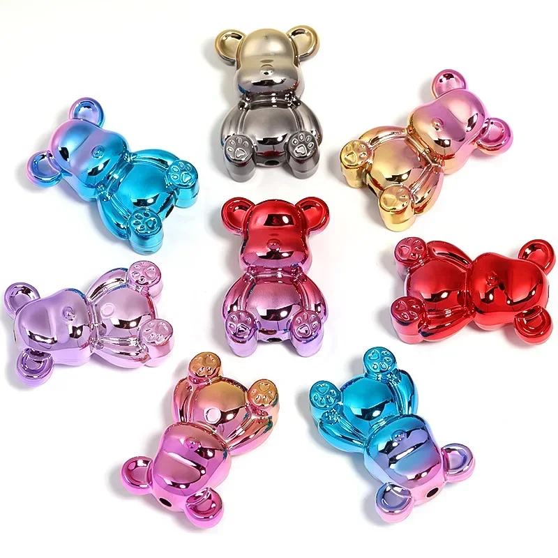 CH61 5Pcs Acrylic Beads Colorful Mini Bear Shape Loose Beads for Handmade Bracelet Making DIY Phone Chain Accessories