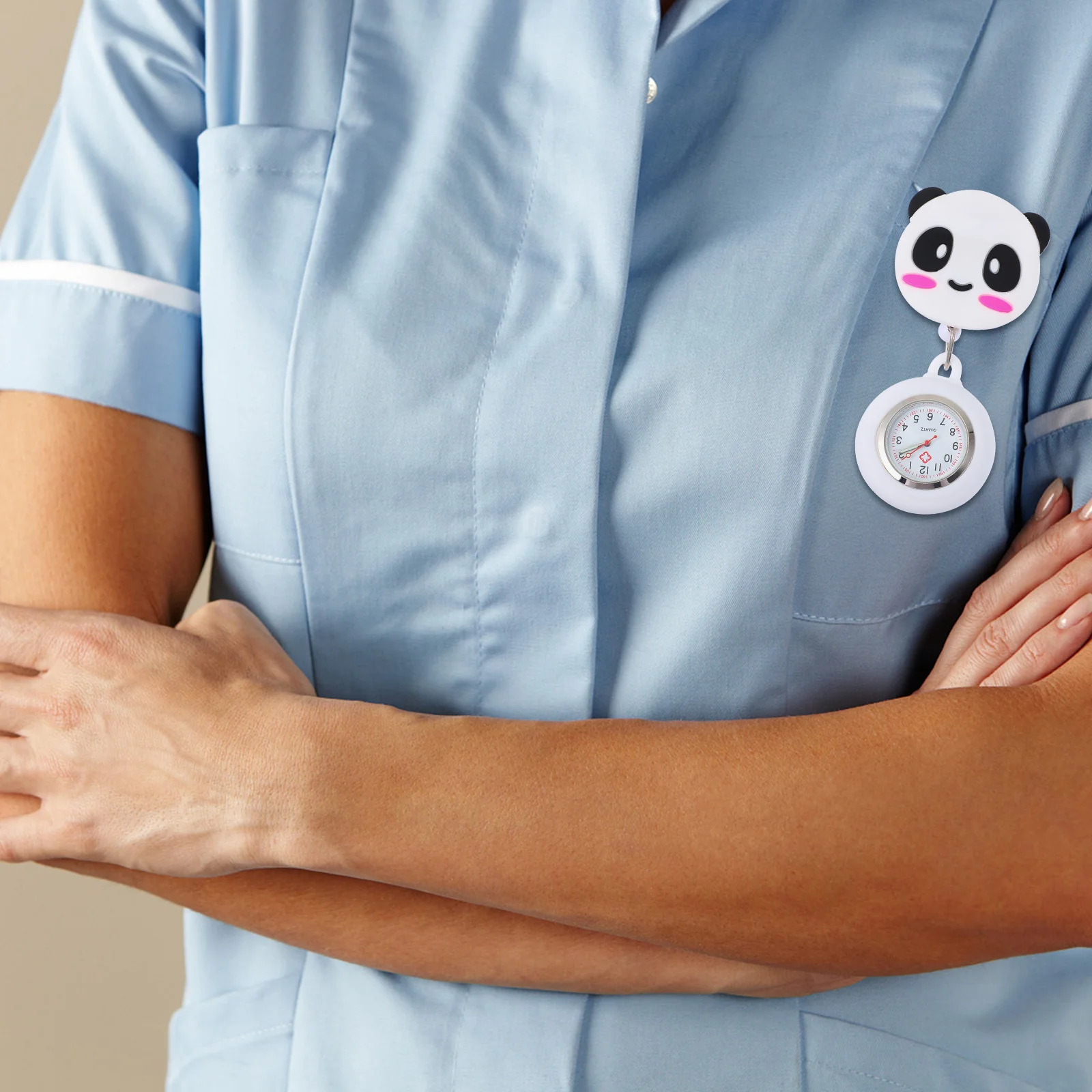 

Panda Nurse Pocket Watch Stretchable Clip-on Design Portable Timekeeper for Healthcare Workers Stretchable Pocket Watch