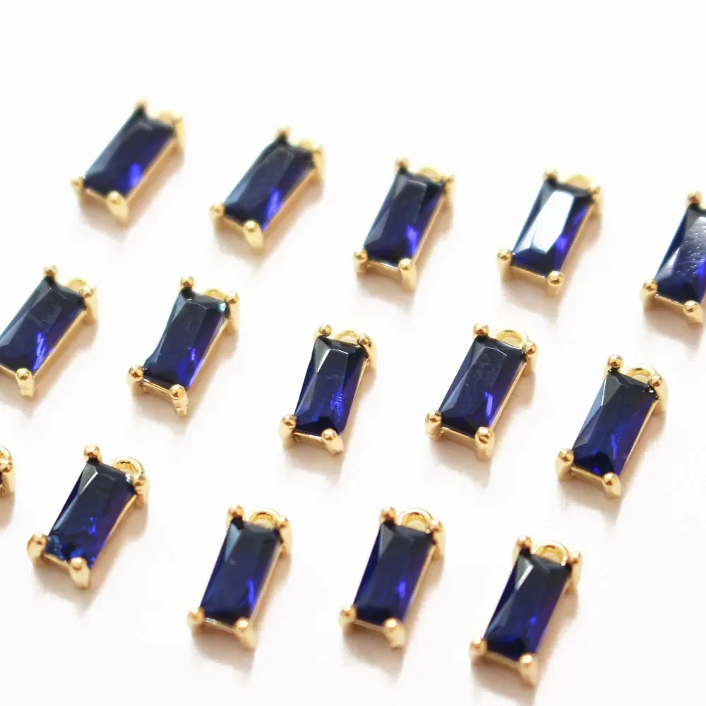 6pcs 18K Gold Plated rectangular zircon Jewelry Findings Supplies Diy Earrings Making Charms Components accessories