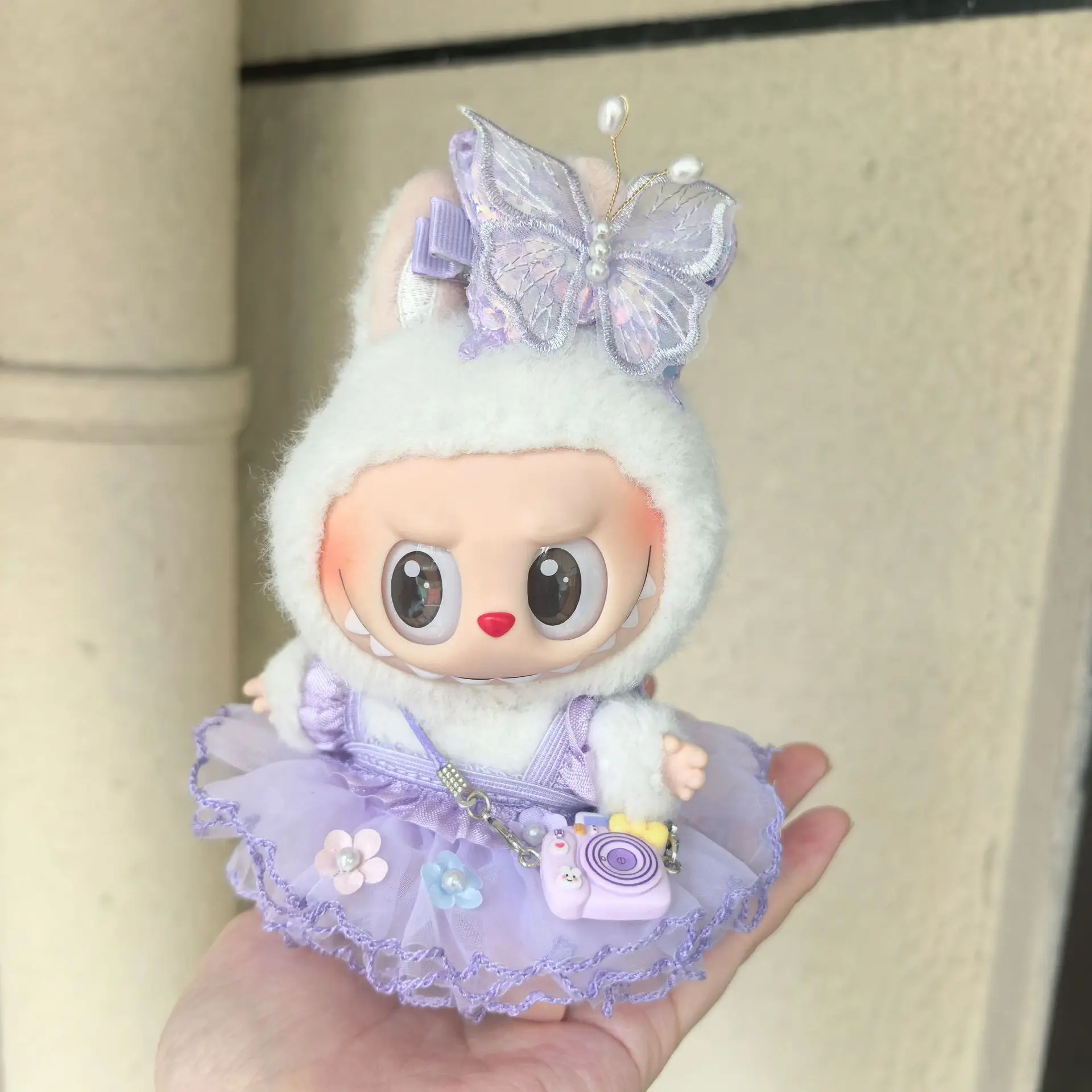 

Wedding - style Pink - Purple Floral Dress Sets For 1st - 3rd Gen 15/17cm Labubu Dolls With Mini Camera Princess Shoes - Ideal