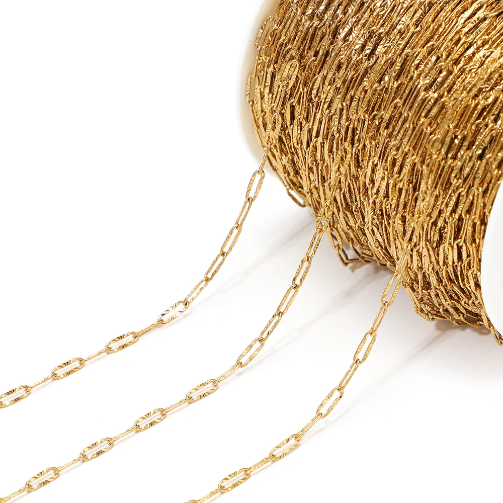 

2 метра позолоченных цепочек из нержавеющей стали с тиснением в виде овальных крестов для изготовления ожерелий, браслетов, серег и других ювелирных изделий своими руками