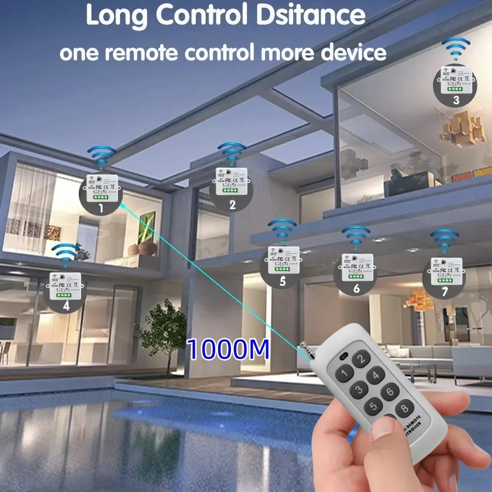 KEBIDU 433 Mhz RF Mini Wireless Remote Control Light Switch 1000M Ac220V 110V  Relay Receiver Switch for Home Led Lamp Fan