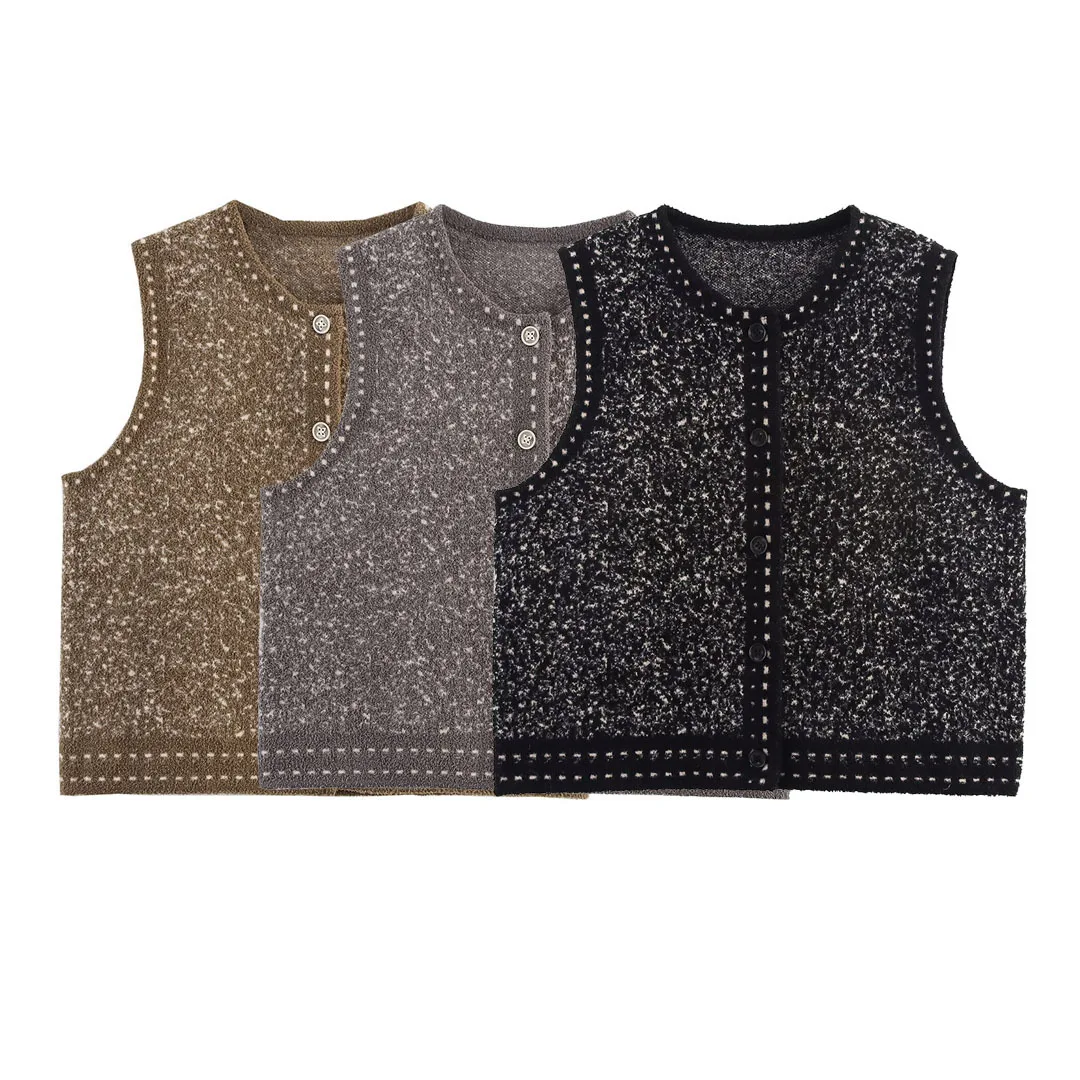 

2025 Small Fragrance Knitted Cardigan Sleeveless Vest Sweater For Women Single-Breasted Fashionable Trendy Tops Pulls Femmes