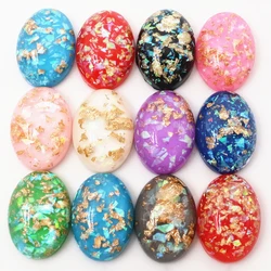 18x25mm 10pcs/Lot New Fashion Mix Color Built-in metal foil Flat back Resin Cabochons Cameo