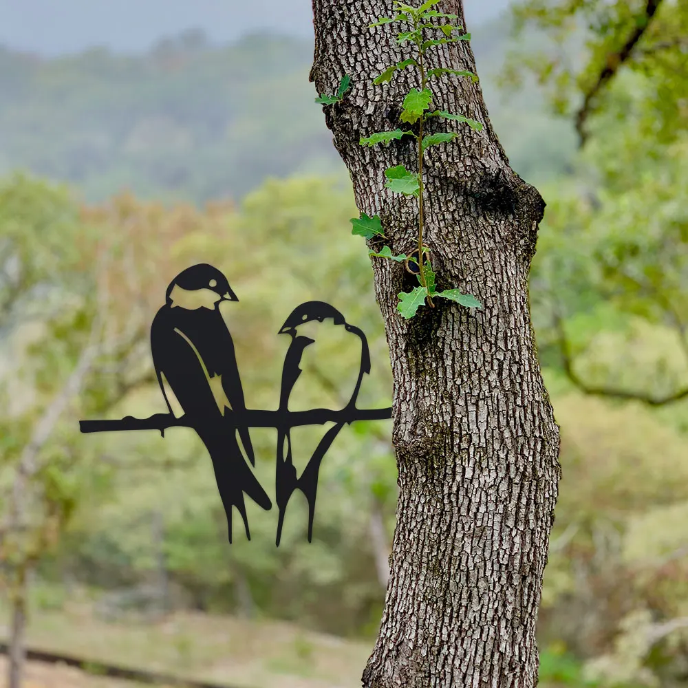 DDPNKL 1pc Decorative outdoor birds, decorative birds, garden decoration, outdoor garden ornaments, metal bird garden decor