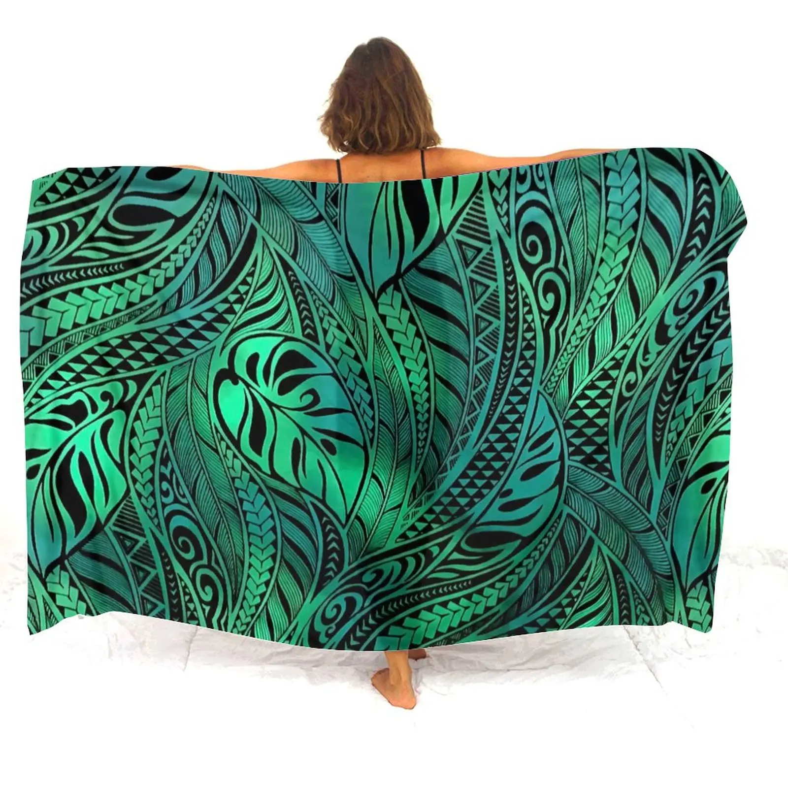 Soft And Comfortable Fabric Summer Beach Holiday Sun Sarong All-In-One Cover Coat Polynesian Print Tailored Women'S Sarong