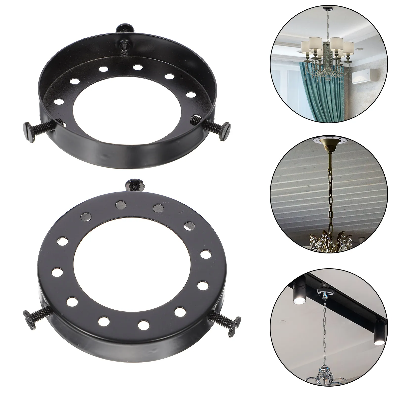 2Pcs Premium Metal Lamp Shade Adapter Ring with Finish for Ceiling Lamps Pendant Lights DIY Repair Home Decor Lampshade