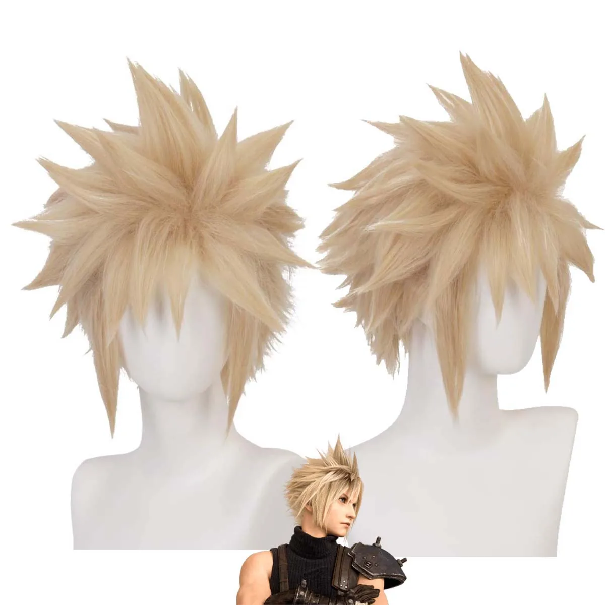 Cloud Strife Cosplay Wig Heat Resistant Synthetic Short Brown Spiky Hair For Men Game Cos Accessories