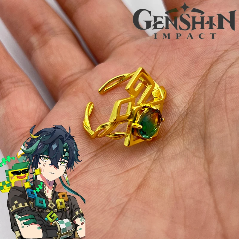 Game Genshin Impact Turnfire Hunt Kinich Cosplay Ring Adult Unisex Opening Adjustable Jewelry Accessories Prop