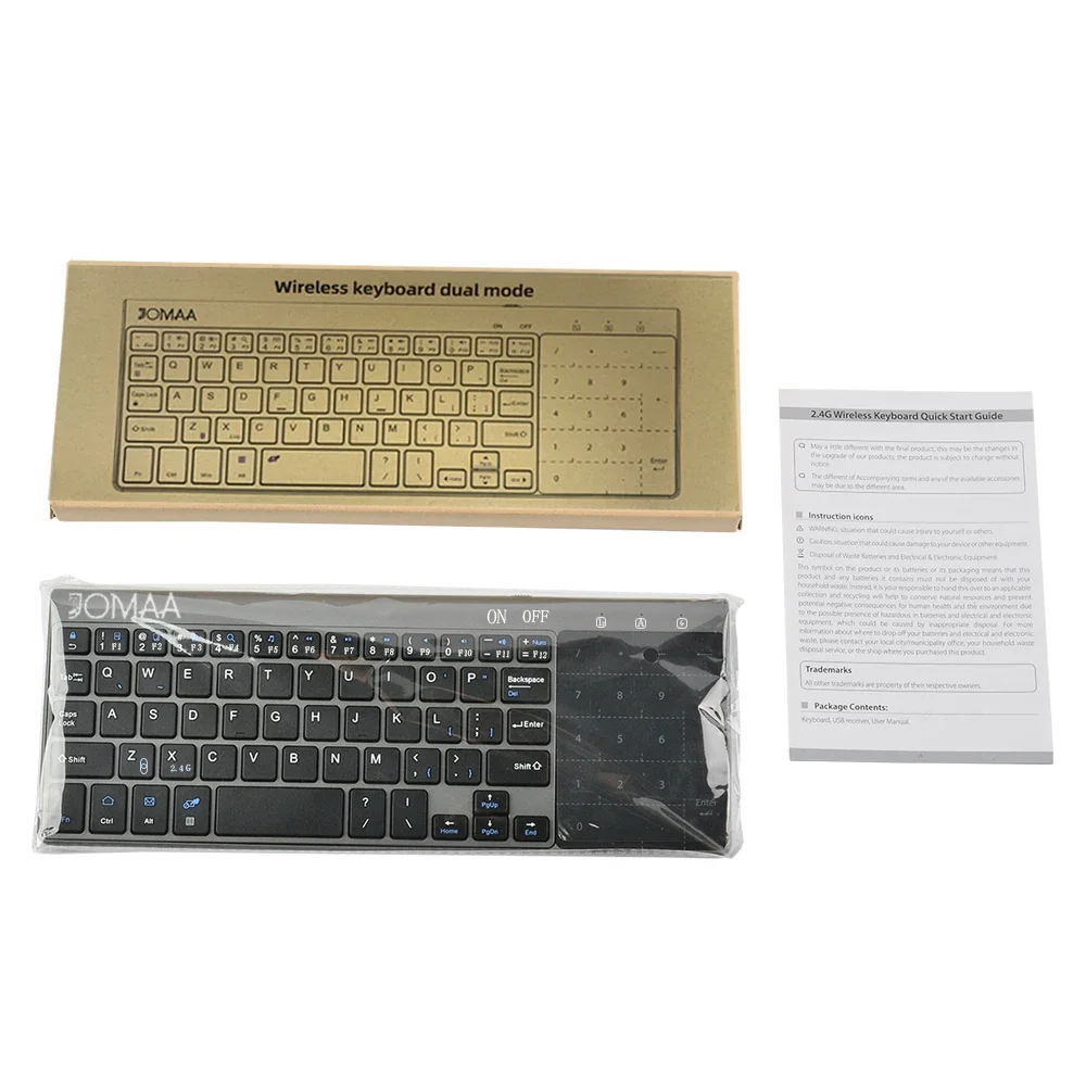 Mini Bluetooth 2.4G Wireless Keyboard With Touchpad Portable Lightweight Compatible