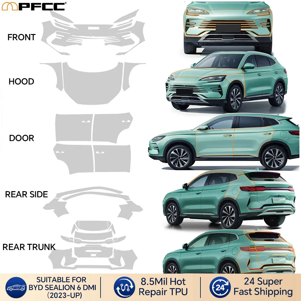 

For BYD SEALION 6 DMI 2023 2024 Pre-cut TPU Paint Protection Film Car Body Sticker Anti-scratch Protective Car Accessories