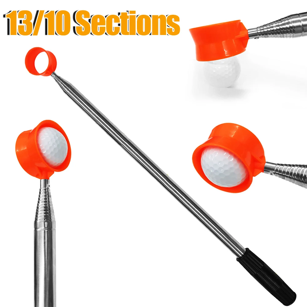 Telescopic Golf Ball Grabber Tool 13/10 Sections Extandable Golf Ball Retriever Extandable Stainless Ball Picker Pick Up Grabber