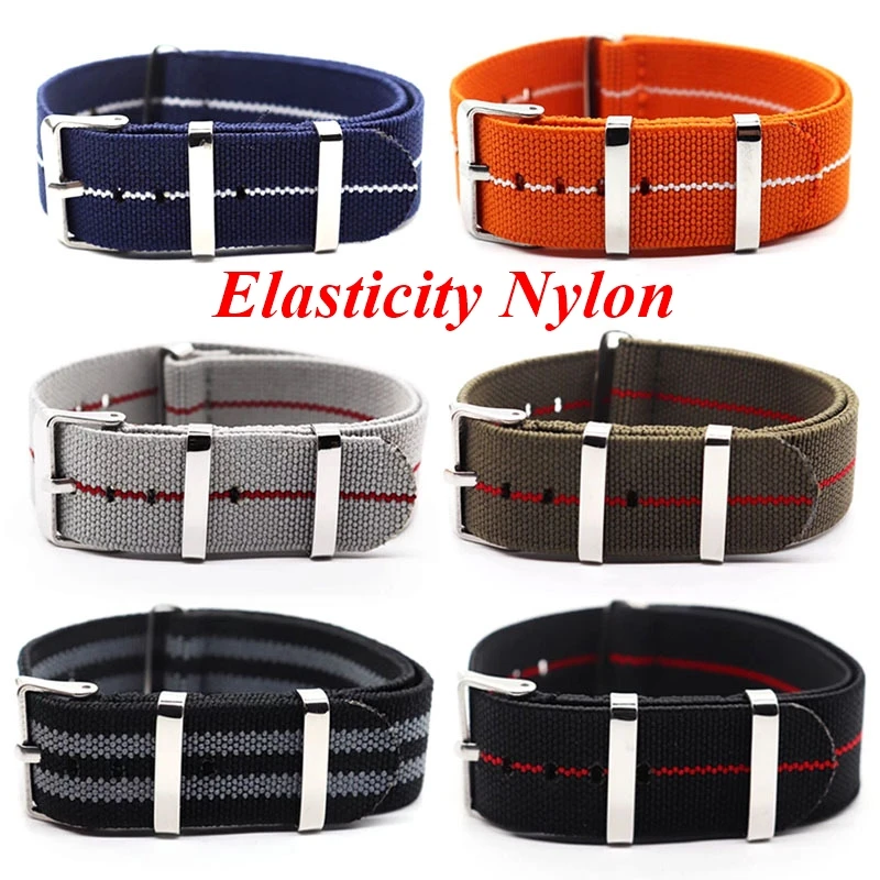 18mm 20mm 22mm elasticidade resiliência estiramento pulseira de relógio de náilon universal masculino feminino pulseira acessórios pulseiras pulseira