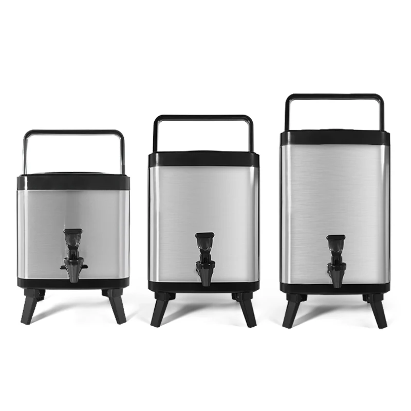 

Moseener Portable Stainless Steel Tea Bucket 10L/12L Square Drink Beverage Dispenser Insulated Barrel for Milk Tea Keep Warm