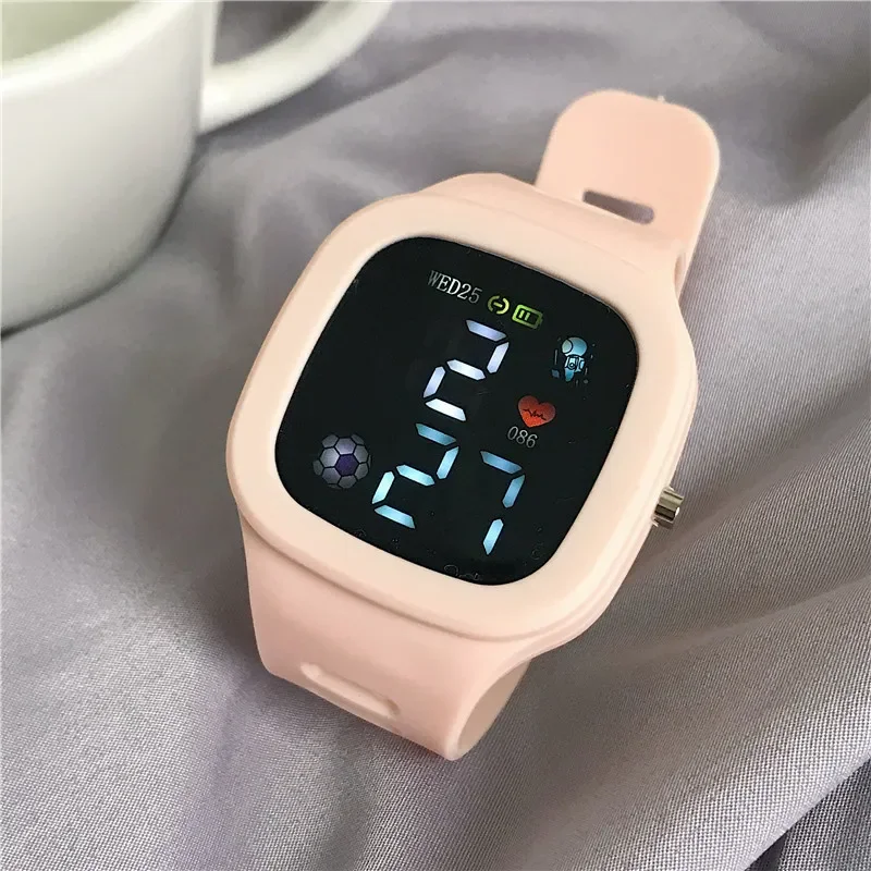 Cat-Ear Kids Watch with Bracelet Waterproof Digital Watch LED Sports Electronic Wristwatch for Girls Boys Students Children Gift