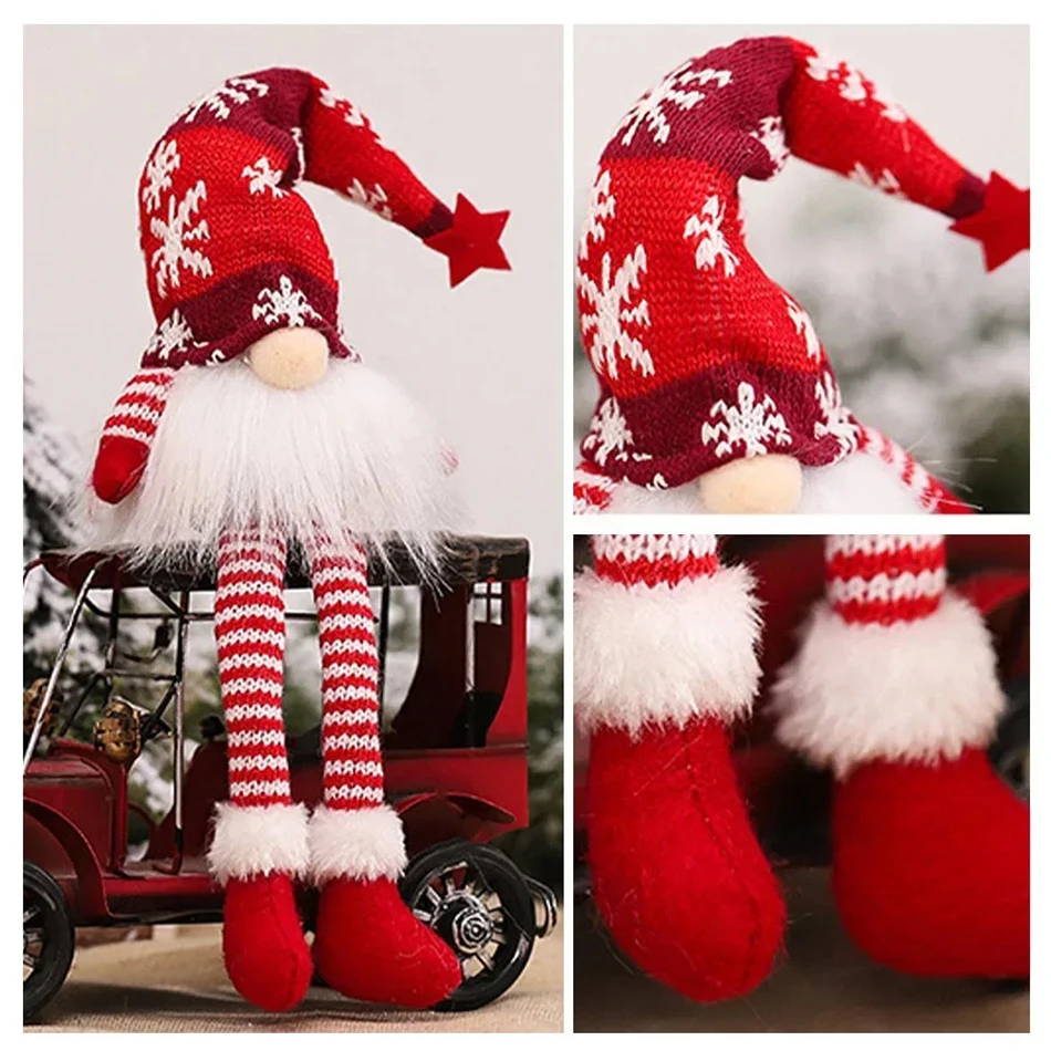 Weihnachten gesichtslose Puppe Zwerg Ornamente LED Licht Plüsch Stricken Handwerk Anhänger Dekor Weihnachtsdekorationen für Zuhause Kinder Geschenk